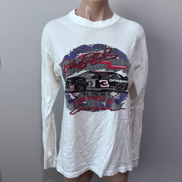 Dale Earnhardt 3 Racing Long Sleeve Tee Vintage Large 7 Time Winston Champion - Picture 1 of 5